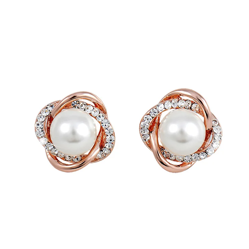 Жемчужные серьги гвоздики для женщин из розового золота модные ювелирные