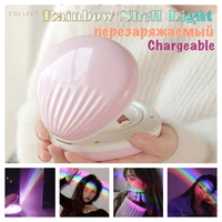 celebrity novelty fancy new shell rainbow led projection lamp rainbow chargeable colorful sleep light curve digital best gift
