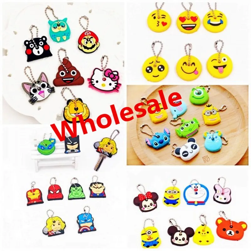 Оптовая продажа 1000 шт. Мультяшные брелоки силиконовая ключница колпачки для