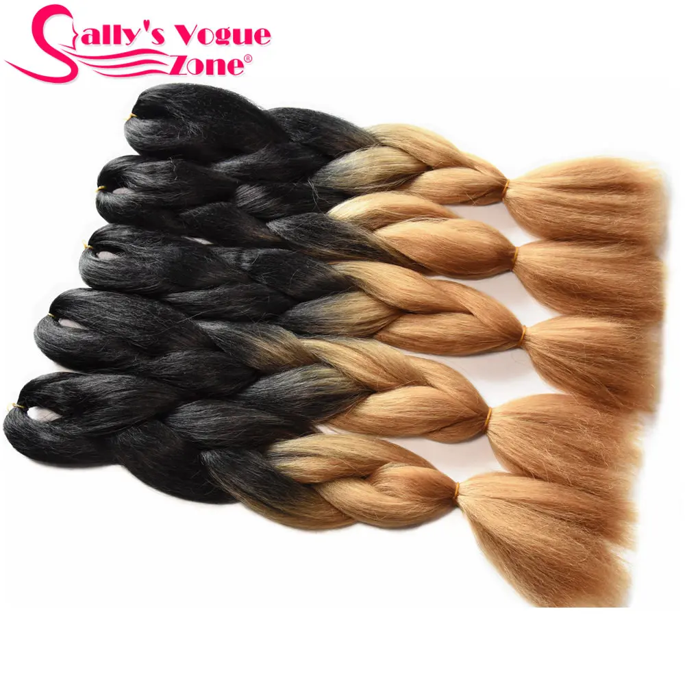 Sallyhair, 24 дюйма, Омбре, плетение волос, 3 тона, черный, синий, серебряный цвет, огромные косички, высокотемпературное волокно, синтетические волосы для наращивания - Цвет: #35