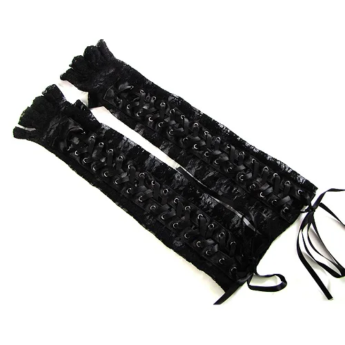 1PCS Горячие сексуальные кружевные длинные сетчатые перчатки секция хип-хоп артисты восхищают искушение ночной клуб панк сексуальные перчатки Черный Косплей Костюм - Цвет: 1PCS