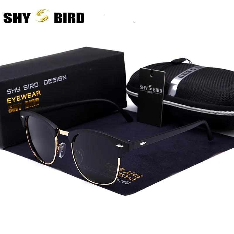 Мужские и женские очки с заклепками SHYBIRD черные поляризационные зеркальные