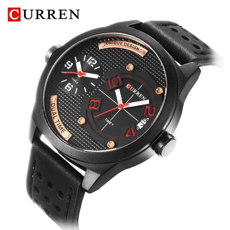 Спортивные мужские часы CURREN армейские водонепроницаемые с кожаным ремешком |