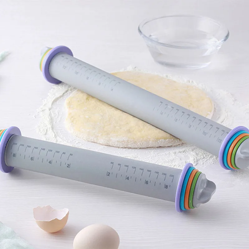 Антипригарным скалкой силиконовые Fondant (сахарная) тиснение шкала Регулируемая