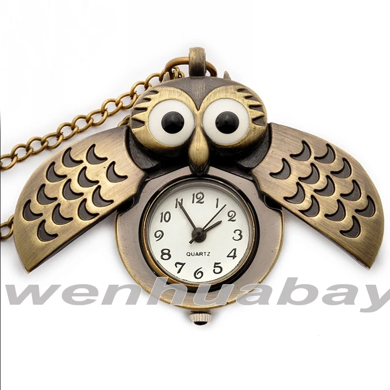 Винтажные кварцевые карманные часы с милой совой и цепочкой брелоком для мужчин