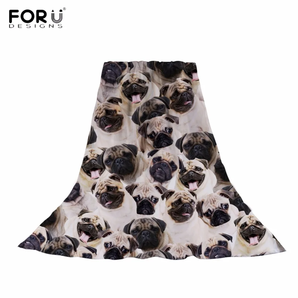 

FORUDESIGNS Cute 3D Puzzle Pug Dog Print Women Long Silk Scarves Fashion Female Hijab Scarf Brand Designer Winter/Spring Shawls