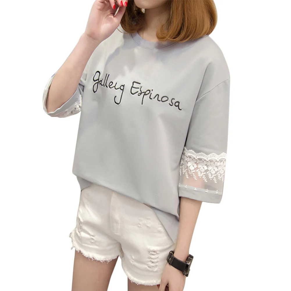 Свободная Летняя Вечеринка с коротким рукавом топы студенты Круглый вырез