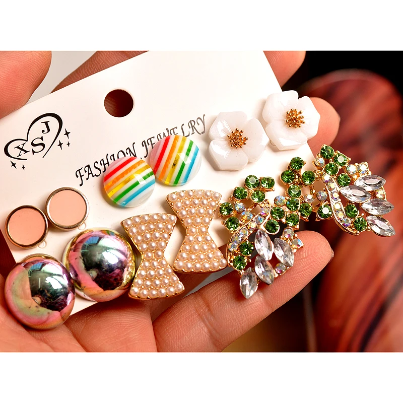 Женские серьги гвоздики с бантом 6 парт/компл.|Серьги-гвоздики| |