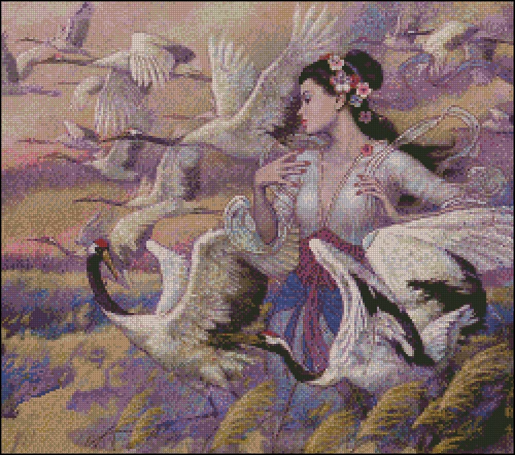 Вышивка крестиком для девочек и журавлей 14 карат набор рукоделия художественный