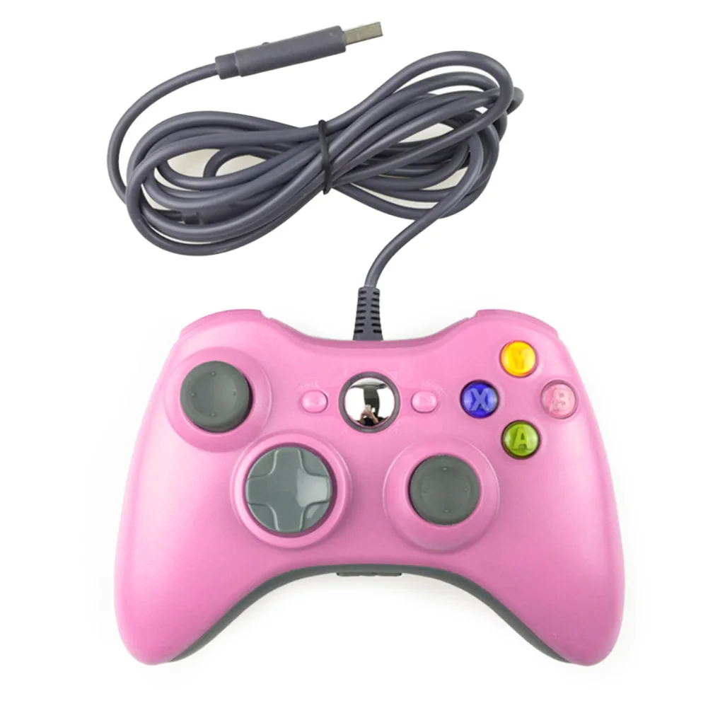 Розовый Новинка 1 шт. USB проводной джойстик игрового контроллера для Xbox 360 джойстик для официальный Microsoft ПК для Windows7/8/10 - Цвет: Розовый
