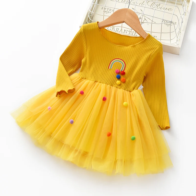 BibiCola 2020 girls fashion dress spring autumn new children long sleeve mesh party for kids cotton princess | Детская одежда и
