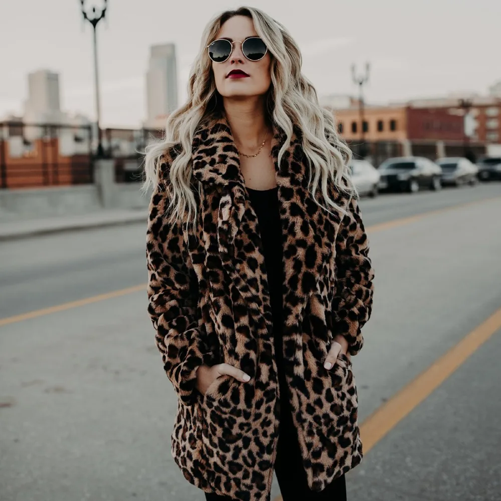 2018 высококачественное роскошное леопардовое пальто из искусственного меха для