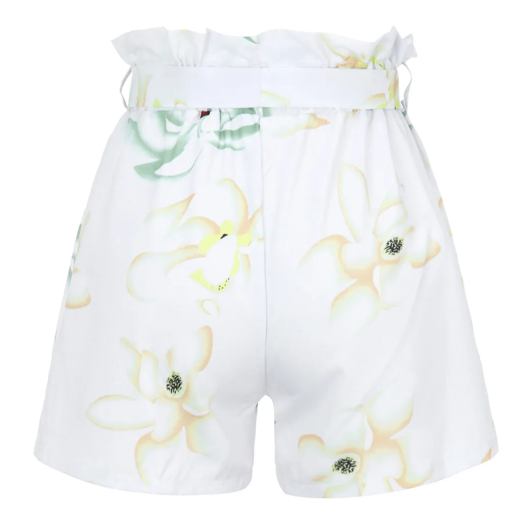 JAYCOSIN Women Clothes Shorts Sexy Plus Size Foral Printed Bow Bandage Shorts Female Elastic Waist Loose Wide Leg Shorts Ladies