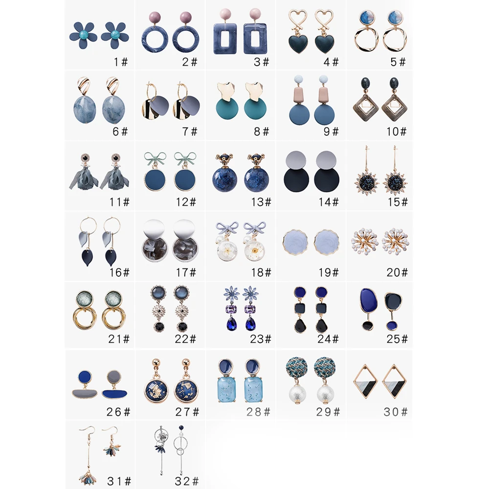 Летние синие геометрические акриловые нерегулярные полые круглые квадратные