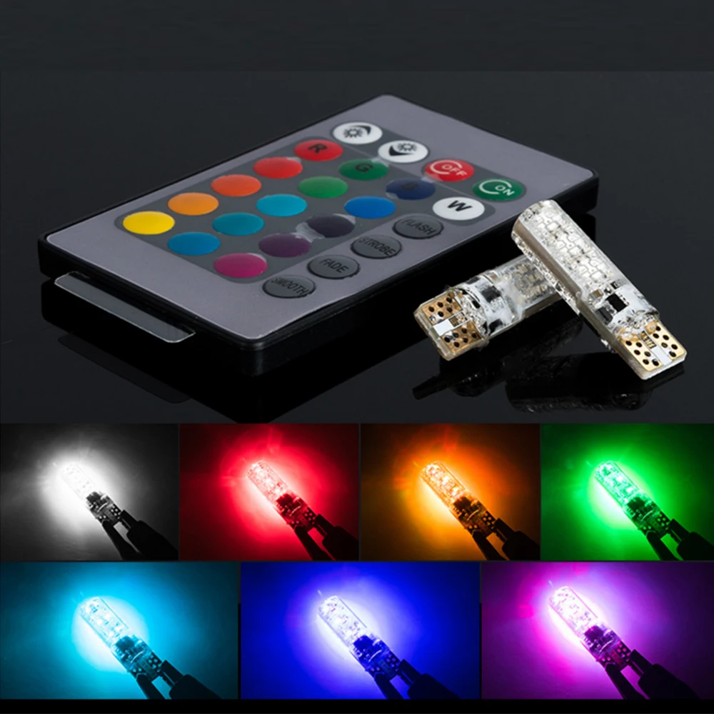YB Yiba 2 шт. T10 W5W светодиодный автомобильный светильник s лампы RGB беспроводные