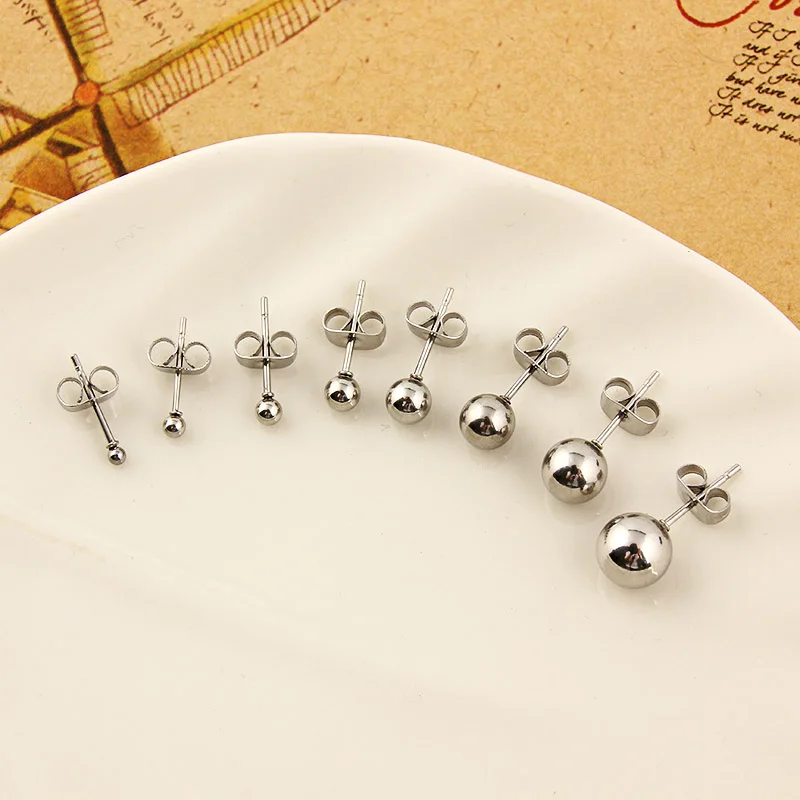 Высококачественные разноцветные полировочные круглые серьги гвоздики из