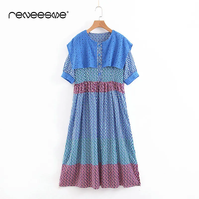 Летнее женское платье 2019 новый короткий рукав моряк воротник в стиле пэчворк с
