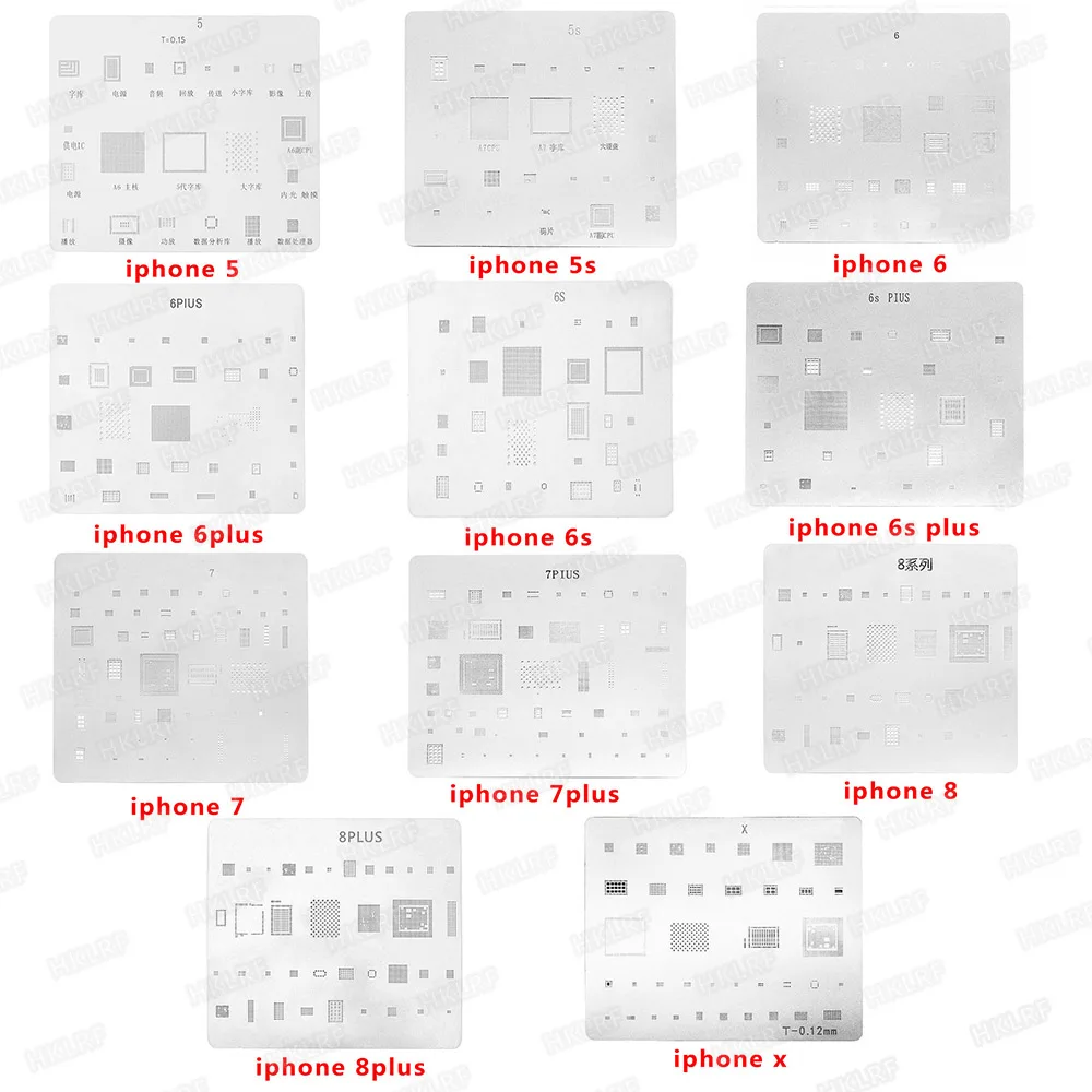 Трафареты BGA 11 шт./лот набор трафаретов шаблоны для iphone 5/6/6S/7/7S/8/8S/X бесплатная