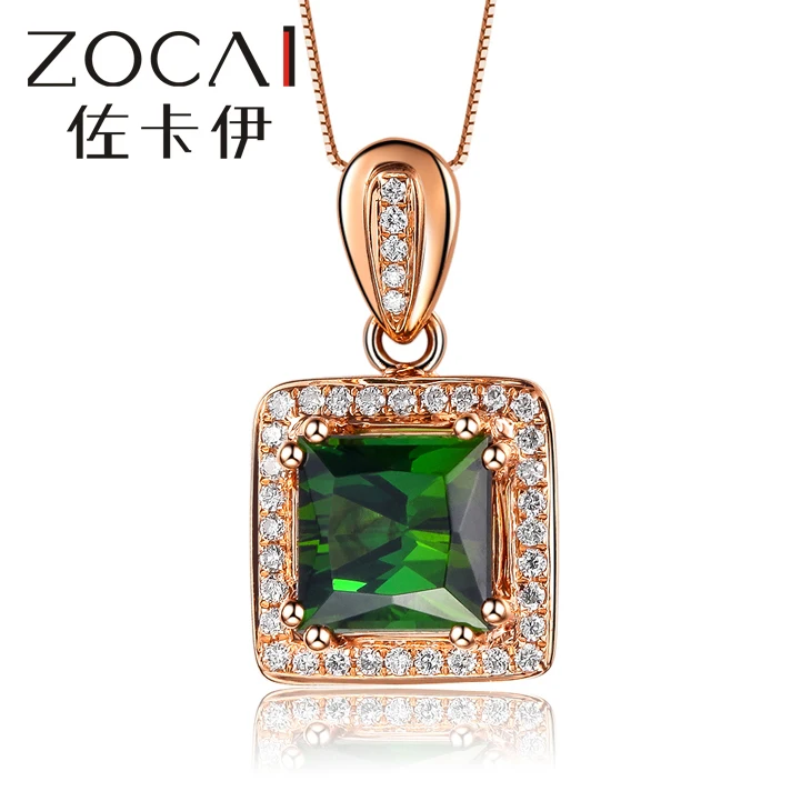 

ZOCAI Brand Necklace CHANSON SERIES 1.3 CT REAL GREEN TOURMALINE PURE 18K ROSE GOLD PENDANT WITH 925 SILVER CHAIN D03906