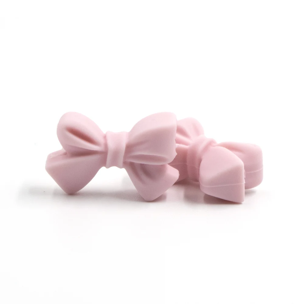 Quartz Pink 12 шт бант силиконовые бусины BPA бесплатно галстук-бабочка Детские Прорезыватели бисера для DIY ювелирных изделий детские жевательные прорезыватели подарок пищевой - Цвет: Quartz Pink