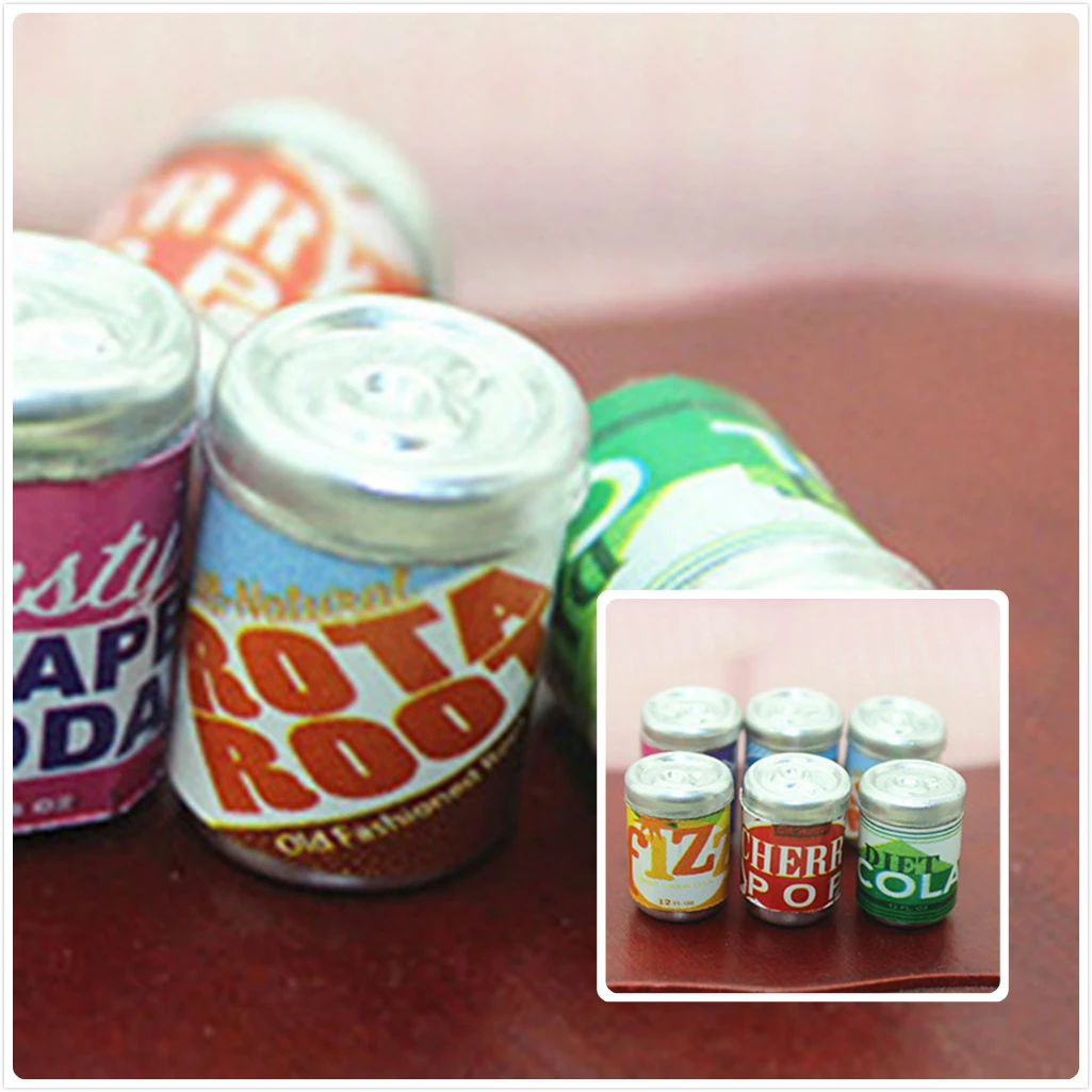 6 * банок для напитков DIY детский Кукольный домик миниатюрные милые аксессуары 1:12