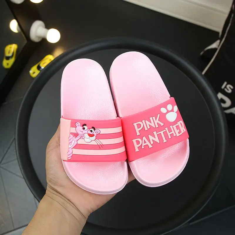 Pink Летние детские тапочки для девочек; домашние тапочки; детские сандалии; модные домашние шлепанцы для мальчиков; детская повседневная обувь в Корейском стиле с милыми животными - Цвет: Pink