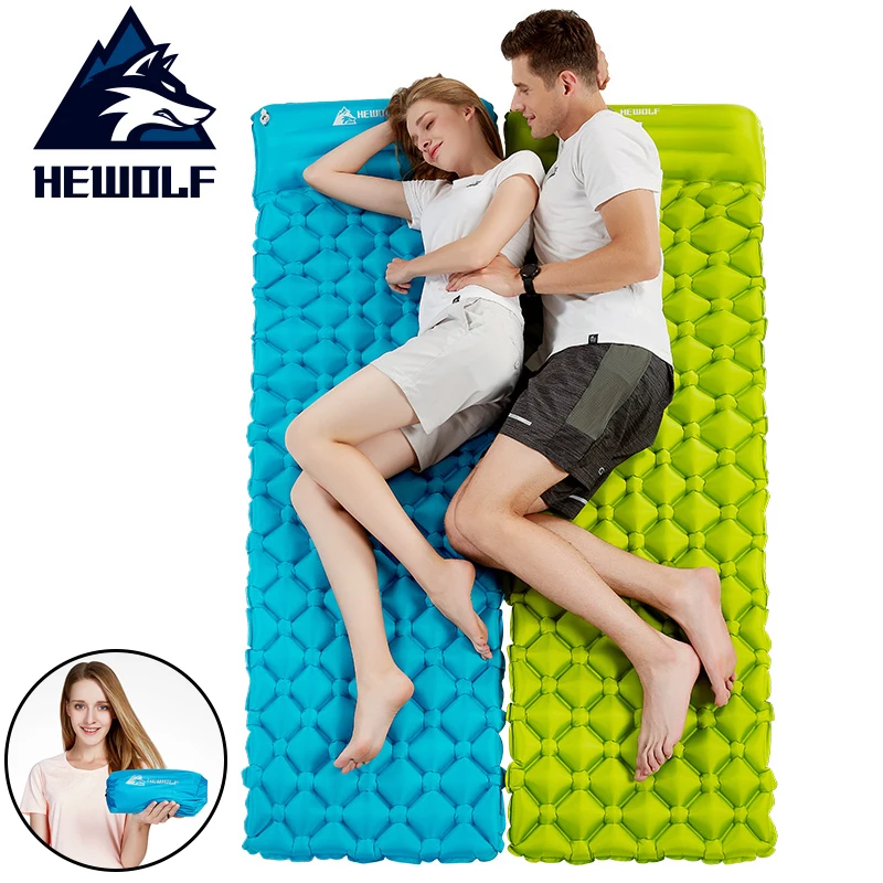 

Hewolf Waterproof Inflatable Sleeping Pad Camping Air Mat With Pillow Outdoor Hiking Picnic Beach Camp Tent Air Mattress sofas