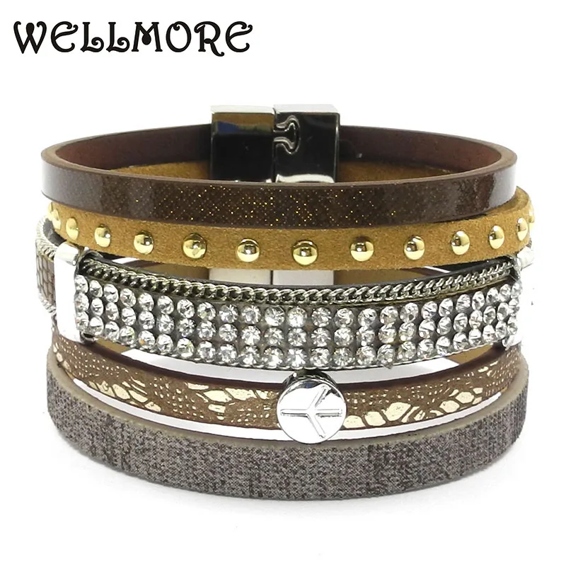 Летние кожаные браслеты WELLMORE 4 цвета 3 размера очаровательные для женщин