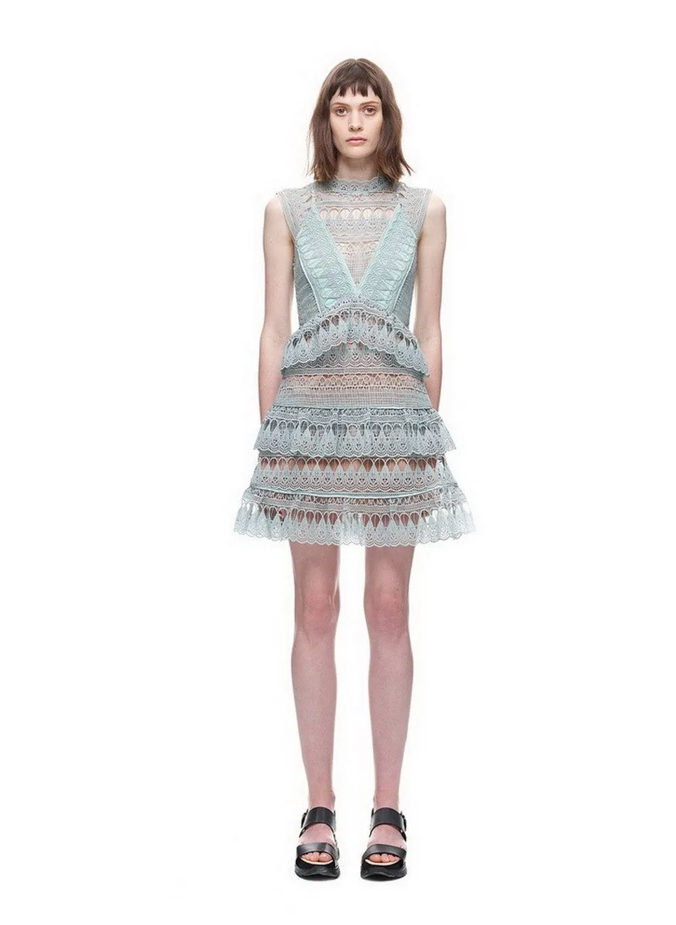 green Новое модное летнее платье Vestido, платье для автопортретов, стиль подиума, кружевное платье трапециевидной формы с завышенной талией, сексуальные платья, Новое поступление - Цвет: green