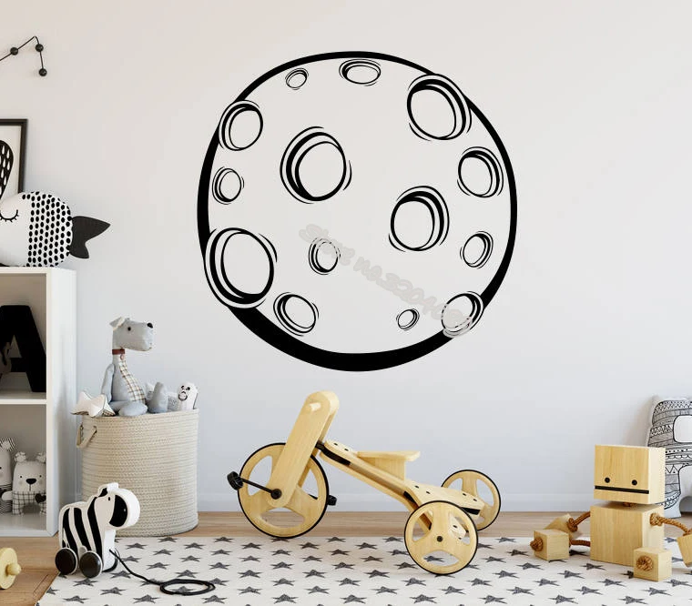 Наклейка на стену с изображением Луны и планеты украшение для дома детская
