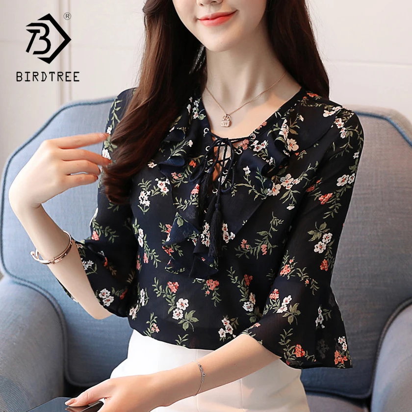 2018 летние модные женские блузки и рубашки из шифона с коротким рукавом бабочкой