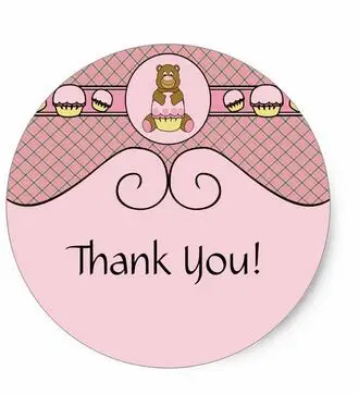 

1.5inch Bear With Pink Cupcake Pink Waffle Cone Sticker