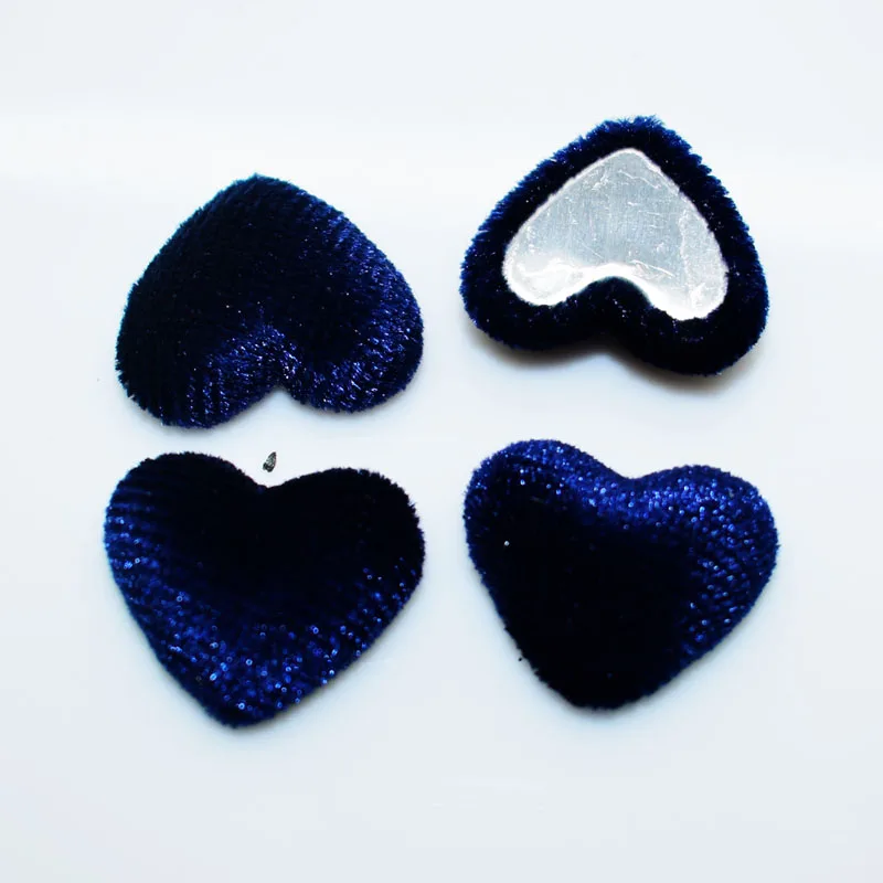 dark blue Стиль, 50 шт./лот, 16 мм, бархатная ткань, покрывало в форме сердца, плоская задняя часть, пуговицы, ткань, аксессуар, сделай сам, украшения для ювелирных изделий/одежды - Цвет: dark blue