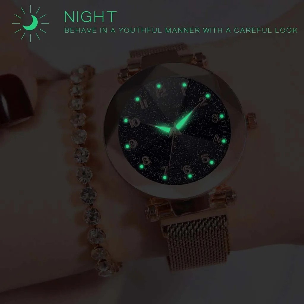 

Fashion Starry Sky Convex Glass Quartz Mesh With Magnetic Buckle Ladies Watch Relogio Feminino Reloj Mujer Bayan Kol Saati #20