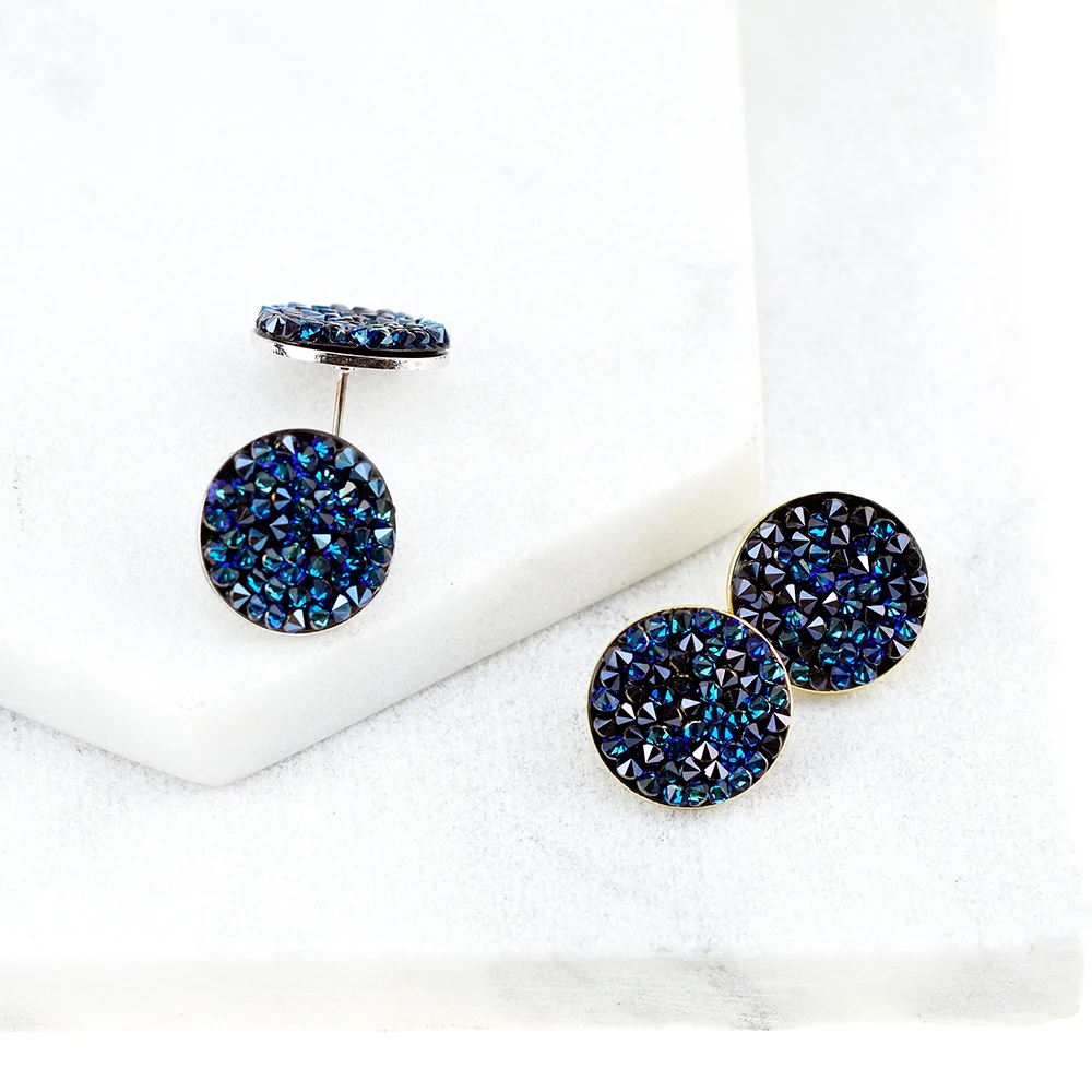 Фото Круглые серьги-гвоздики с кристаллами Swarovski №4