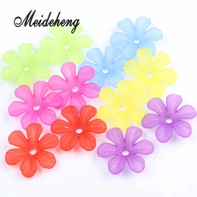 31 мм акриловые цветы красочные Полупрозрачные Матовые Цветочные бусины для