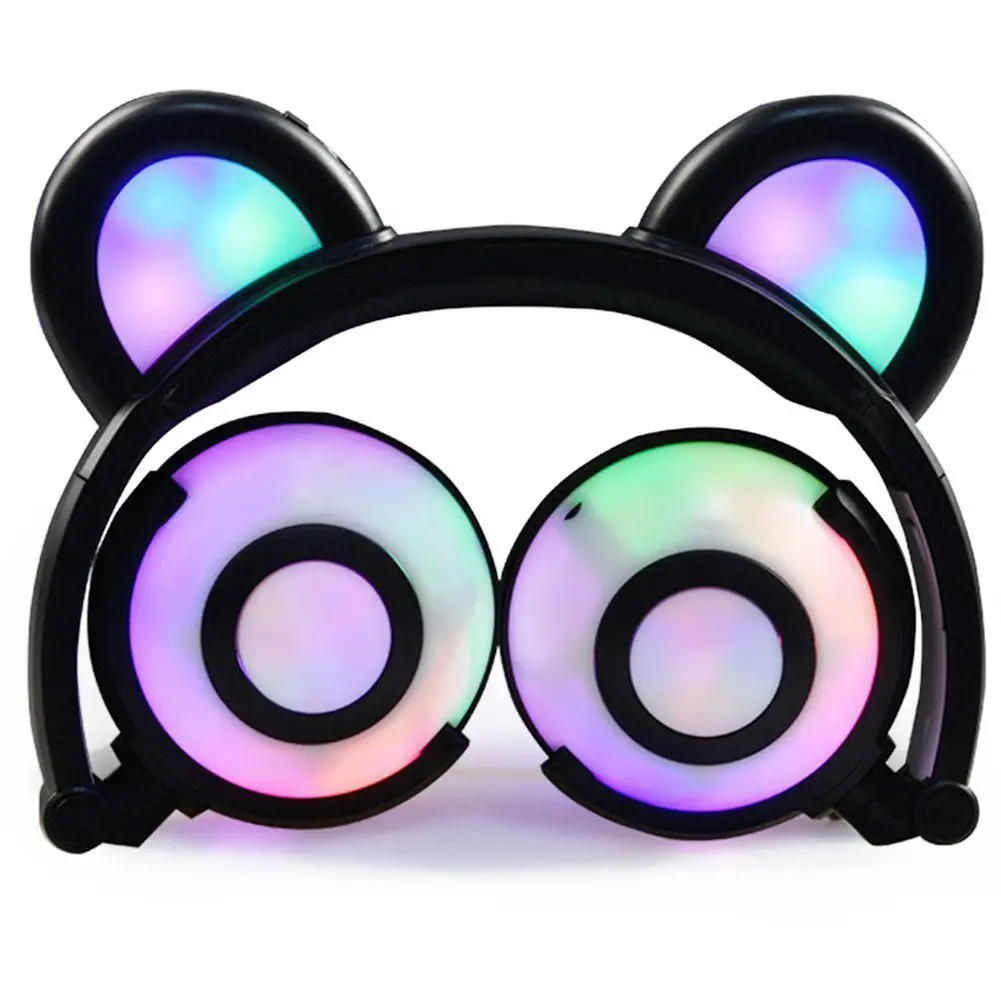 Медведь наушники мигает светящиеся Косплэй Cat Fancy складные Over-Ear игровой