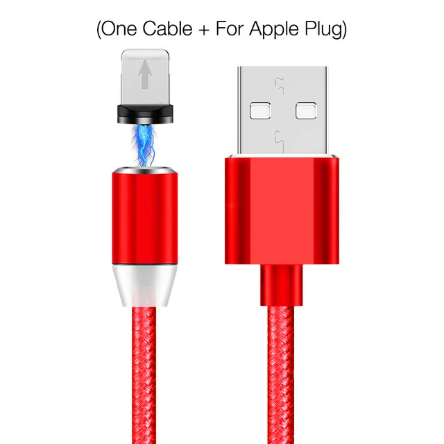 Red for iphone Lasaier светодиодный магнитный кабель и кабель Micro USB и кабель usb type C с нейлоновой оплеткой Магнитный кабель для зарядного устройства для iPhone Xs Max - Цвет: Red for iphone