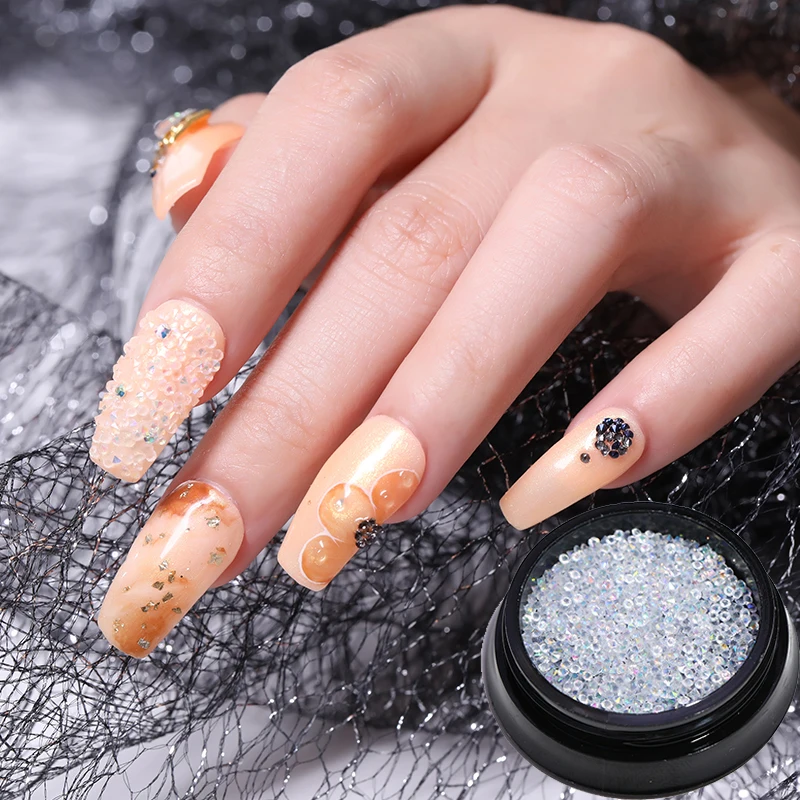 Прозрачные AB Стразы для ногтей микро каменные бусины круглые 3D украшения блеск