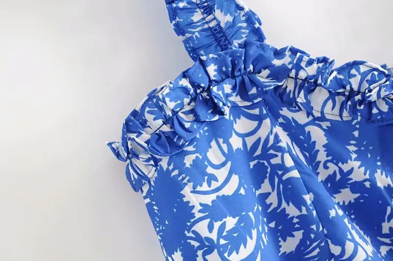 цветочный принт пляжный комбинезон Женская блузка на шнуровке шикарная сорочка