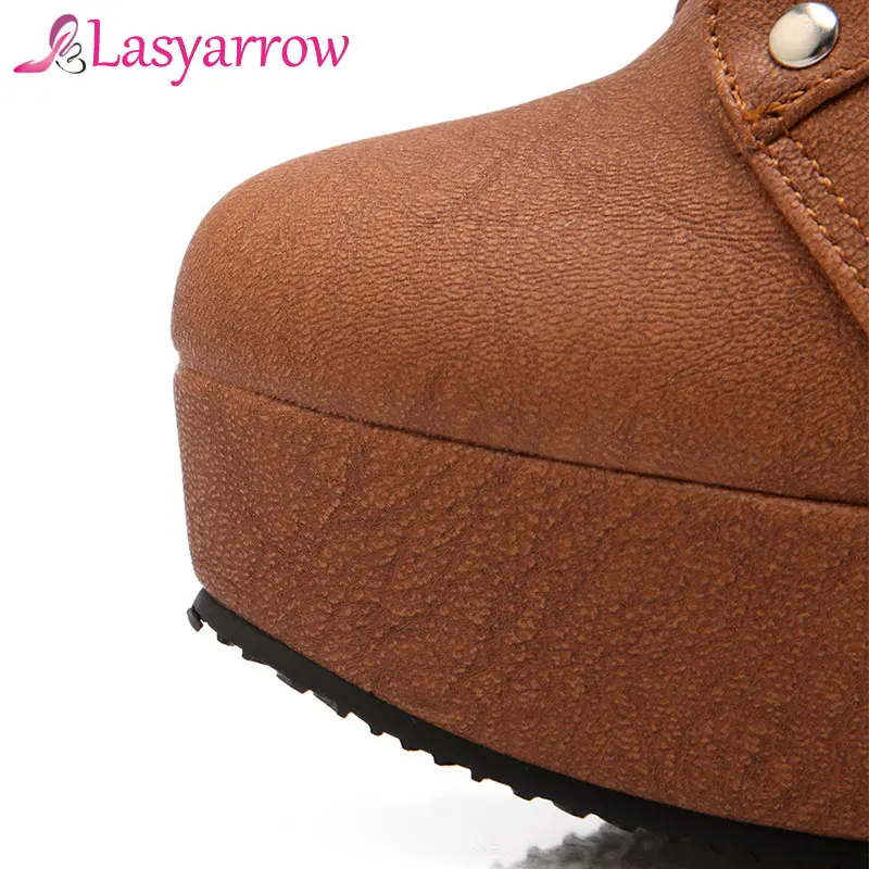 Lasyarrow/большие размеры 30-50 ботильоны для женщин на платформе и высоком каблуке