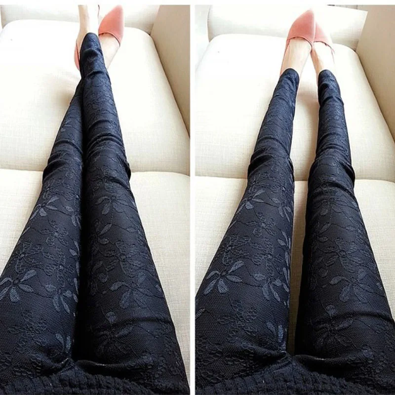 Летние модные эластичные тонкие кружевные строченные брюки-карандаш узкие брюки