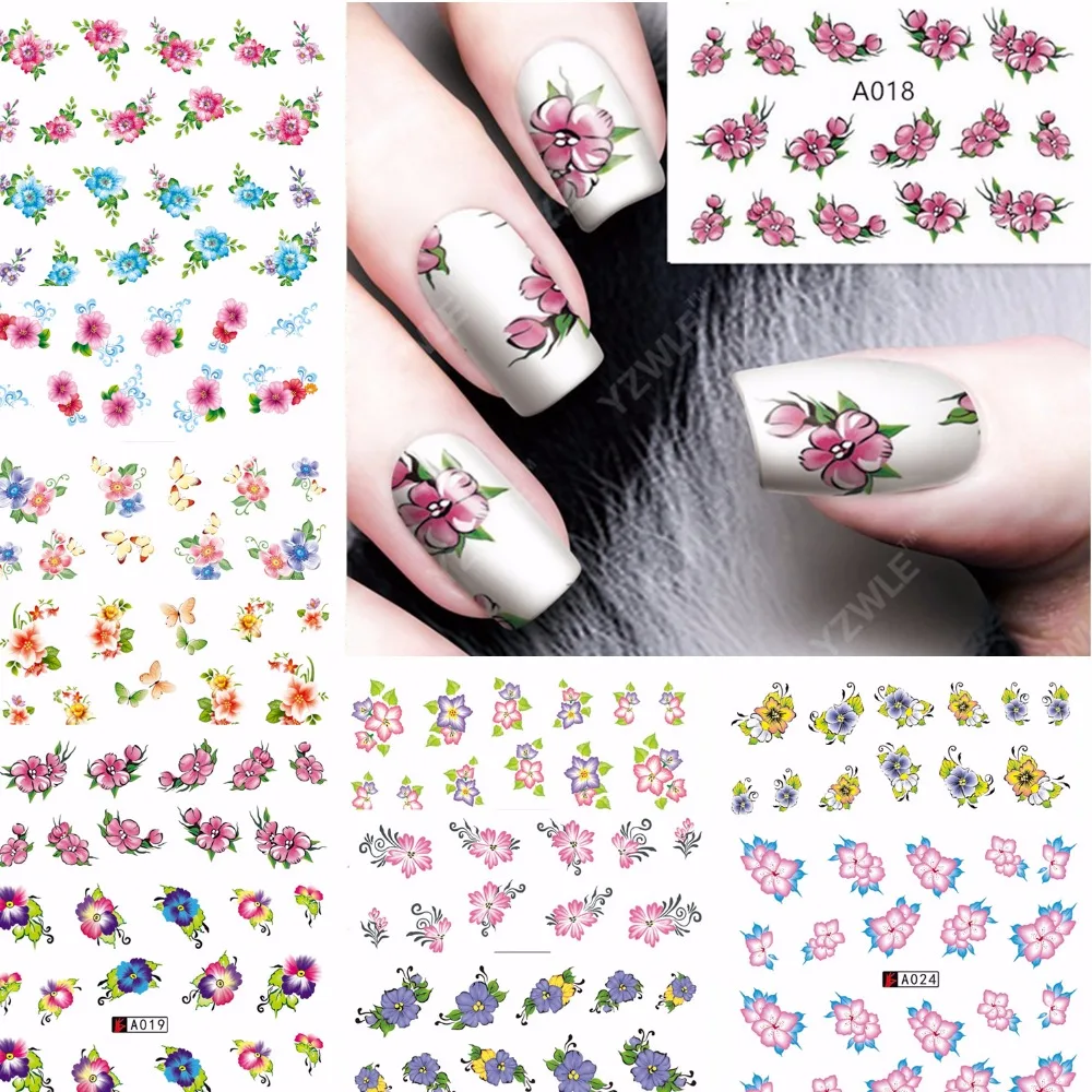 

12 sheets beauty fashion Flower Design Nail Art Water Transfer decals NAIL STICKER SLIDER TATTOO Nail Accessories A13-24