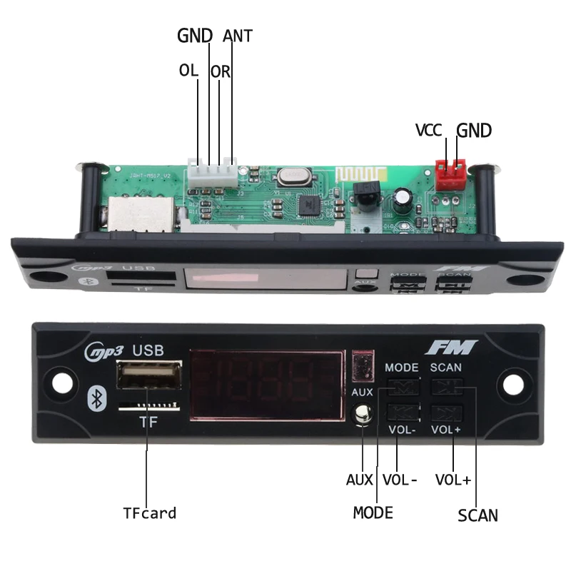 FM радио TF USB AUX 5 в 12 В MP3 плеер декодер плата модуль Bluetooth приемник автомобильный