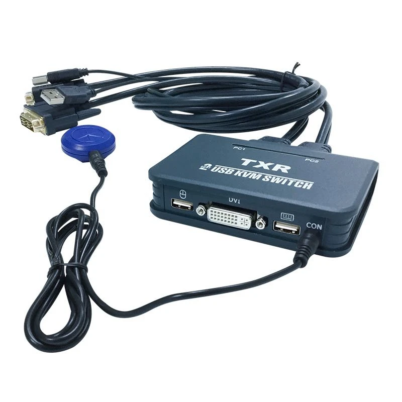 2 порта Usb 0 в 1 выход Dvi Kvm переключатель коробка с аудио-видео кабелем для монитора