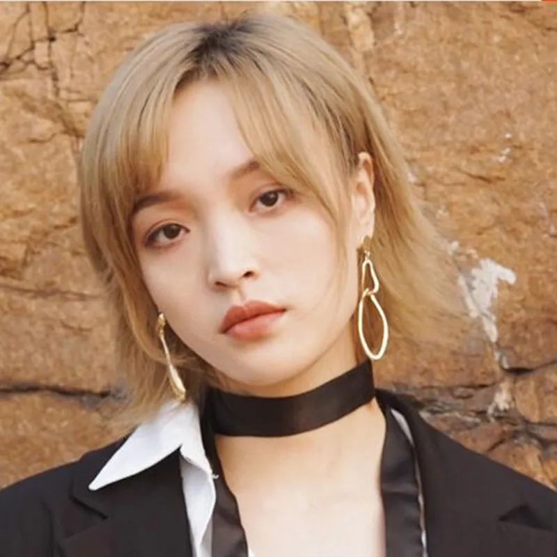 Kpop золотые серебряные Асимметричные геометрические длинные сережки для женщин винтажные серьги в стиле панк Модные ювелирные изделия boucles d oreille femme