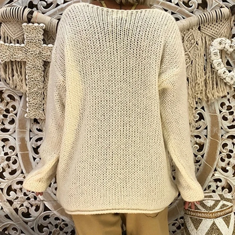 Sweater Female Soft Korean Style Women Knitting Sweaters V-Neck Irregular Casual Loose Bodycon Basic Pullovers For Tops | Женская одежда