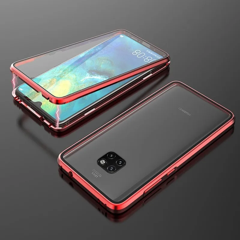 Black Red Tongdaytech магнитное закаленное стекло чехол для huawei P30 Pro 360 Защитный чехол s металлический чехол для P20 Pro Lite mate 20 Pro Casa - Цвет: Black Red