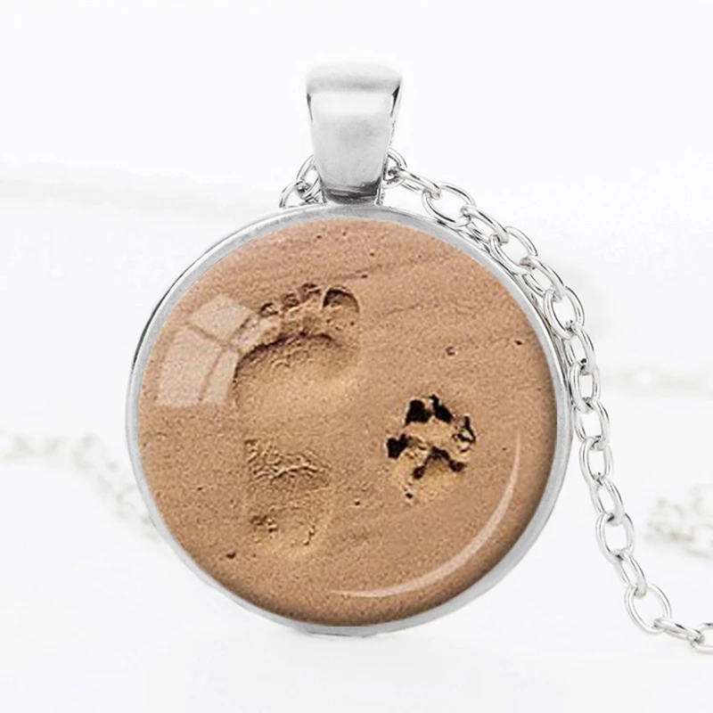 Ожерелье для влюбленных SUTEYI кулон в форме собачьей лапы со стеклянным следом