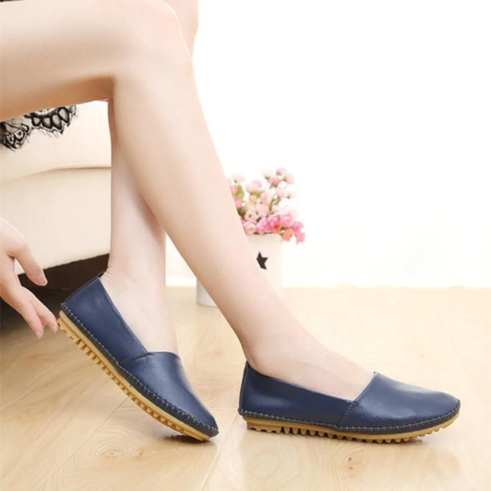 Женские балетки на плоской подошве женские мокасины без застежки из натуральной